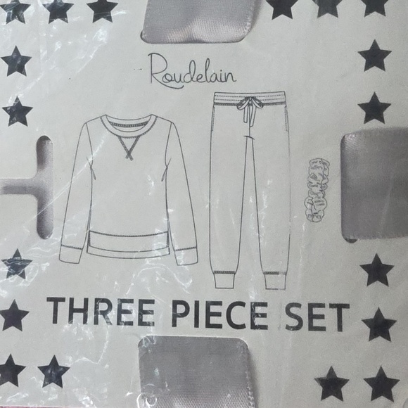 Roudelain Pink and White Waffle Three-Piece Pajama Set - Picture 3 of 7